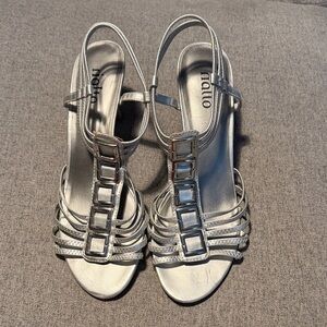 Rialto Metallic Silver Strappy Heels